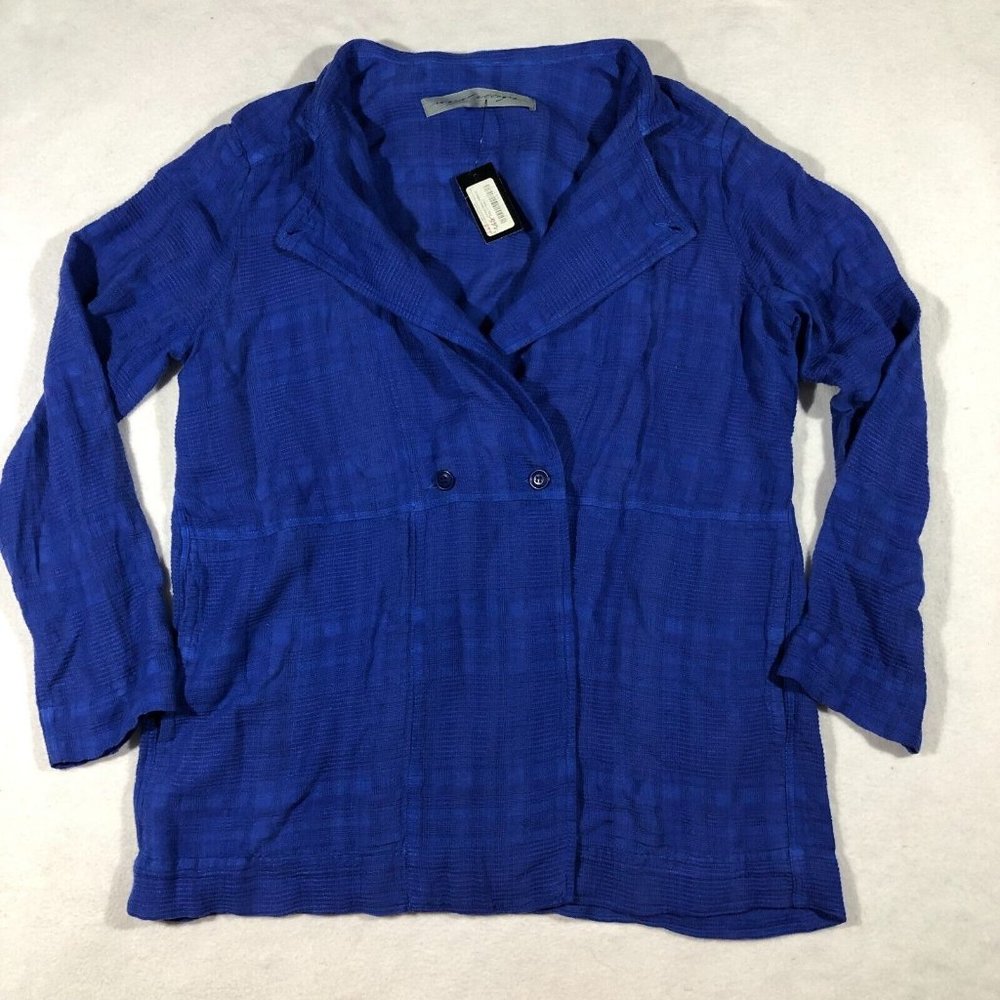 NEW Raquel Allegra Womens 2 Large 10 Blue Lightweight Button Blazer Jacket $445